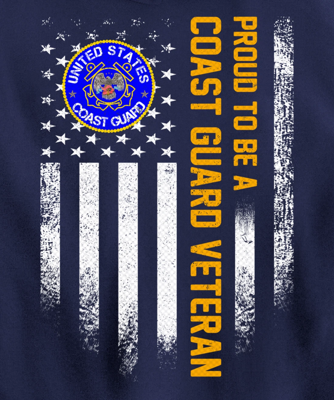 Vintage USA American Flag Proud To Be A Coast Guard Veteran Pullover Hoodie