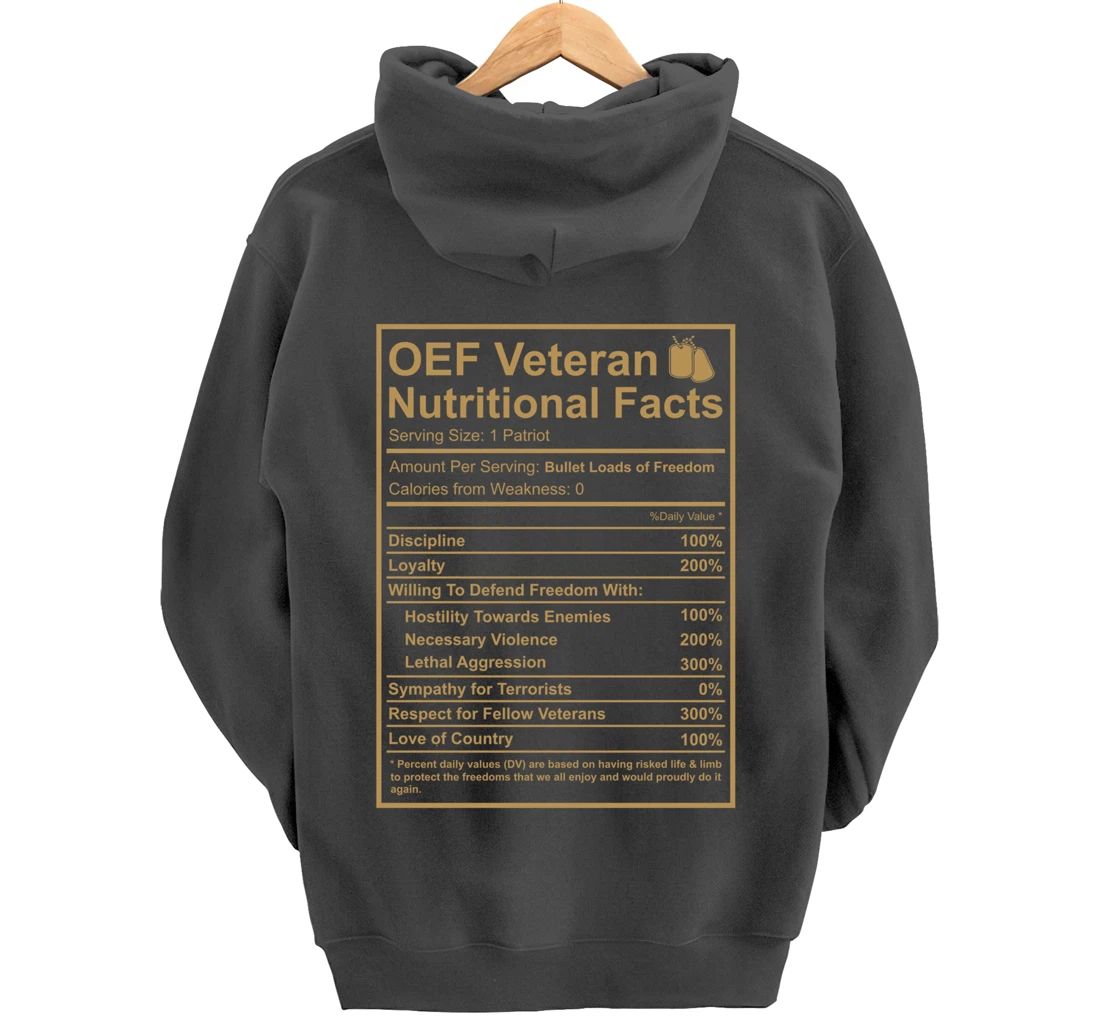 OEF OIF Veteran Nutritional Facts Proud Iraq War Army Vet Pullover Hoodie