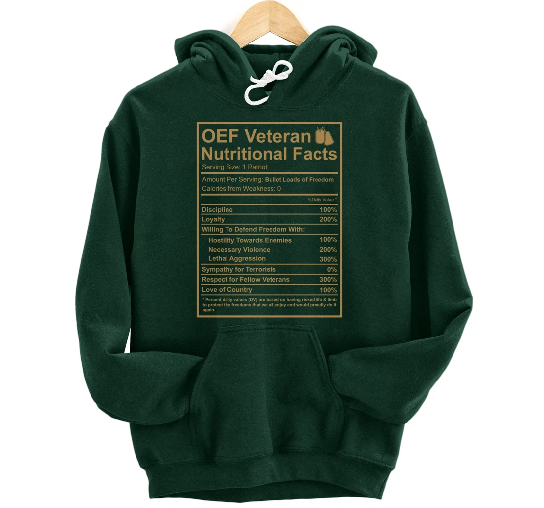 OEF OIF Veteran Nutritional Facts Proud Iraq War Army Vet Pullover Hoodie