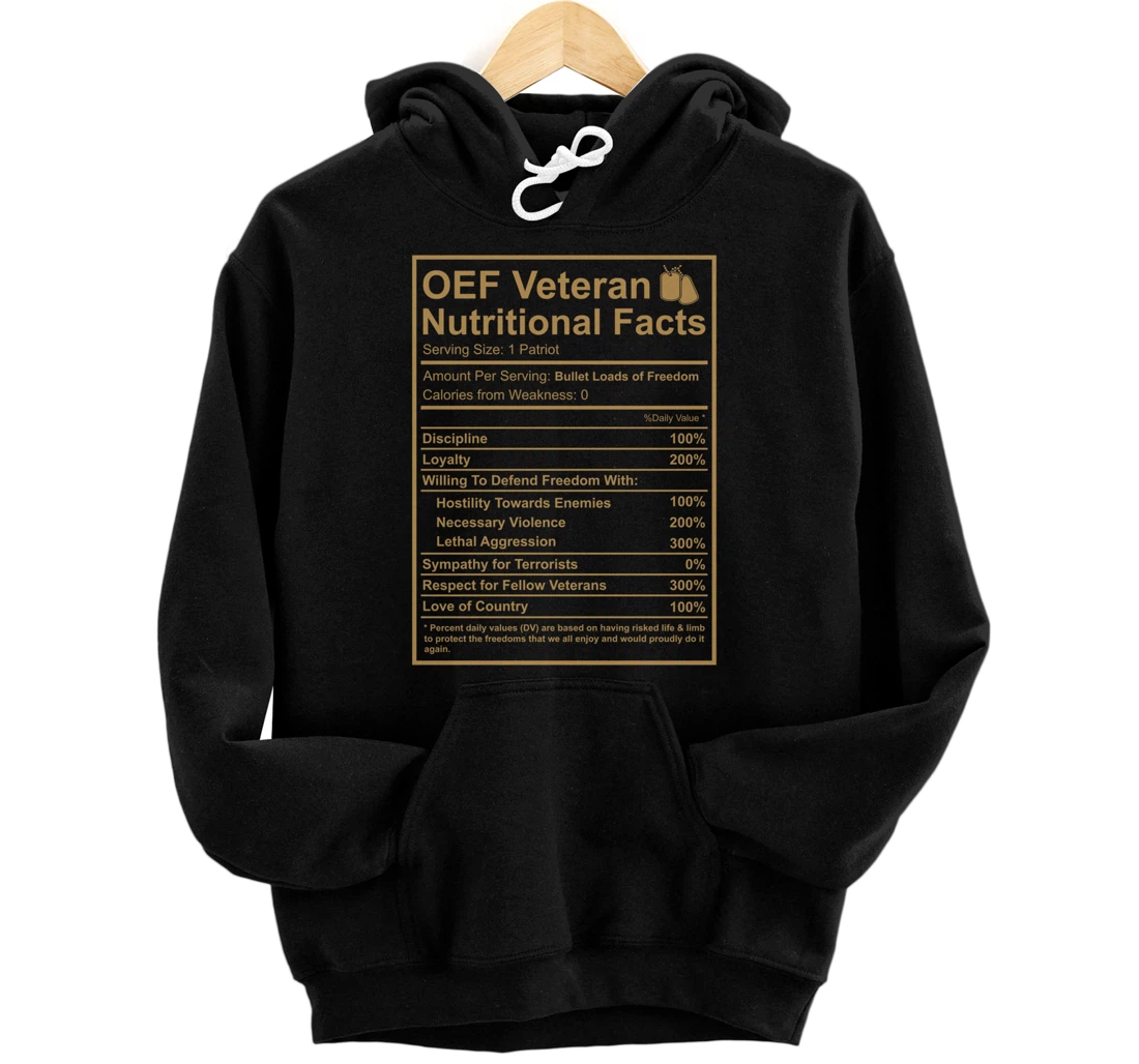 OEF OIF Veteran Nutritional Facts Proud Iraq War Army Vet Pullover Hoodie