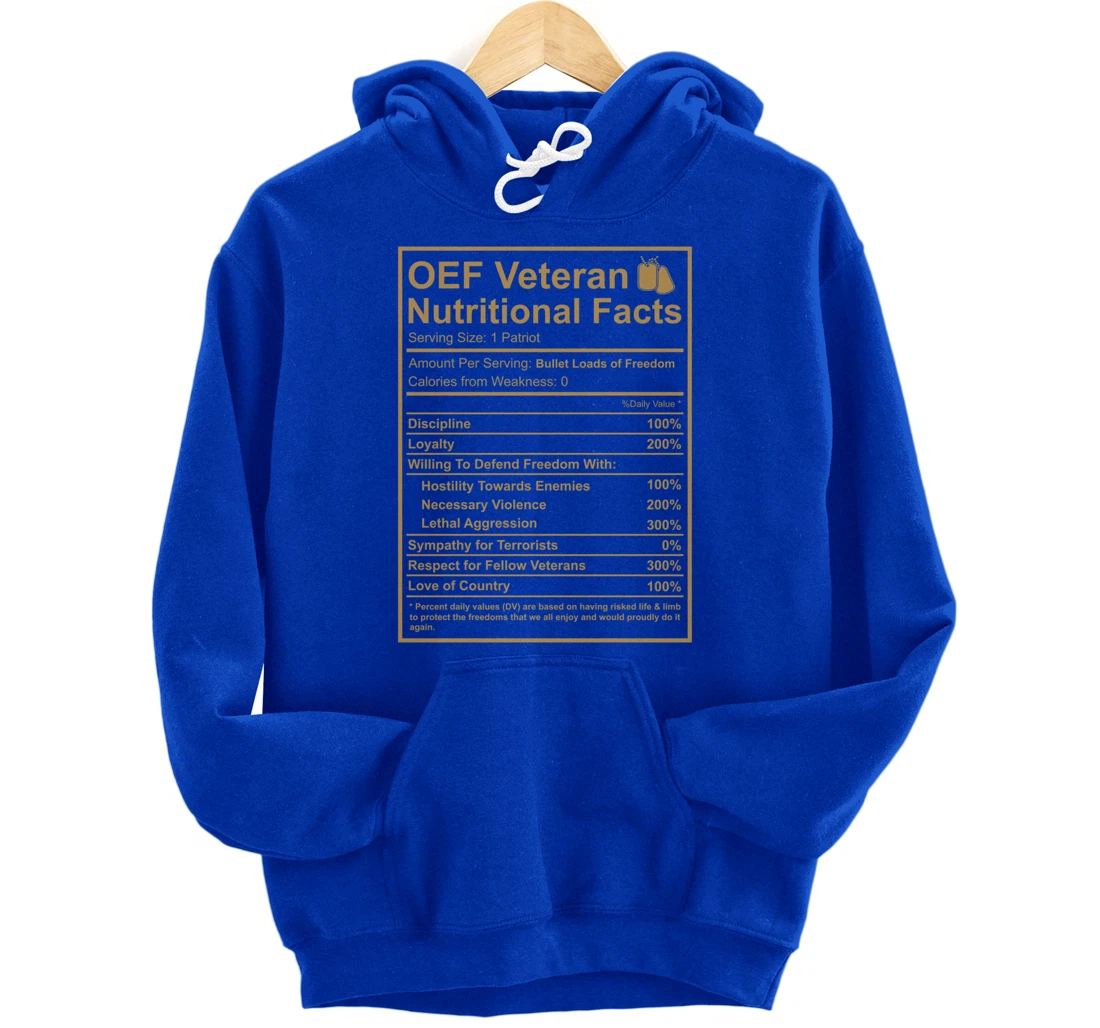 OEF OIF Veteran Nutritional Facts Proud Iraq War Army Vet Pullover Hoodie