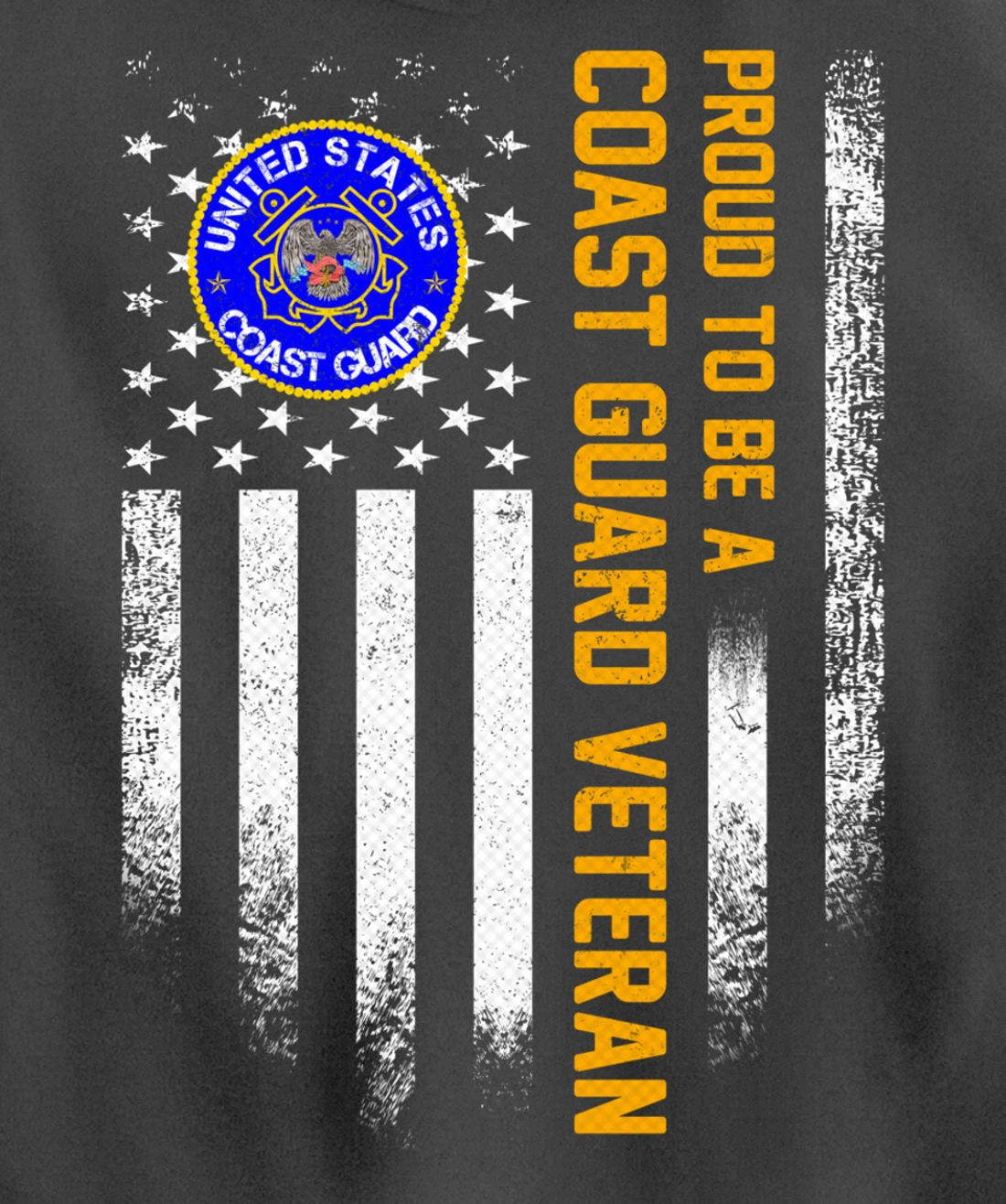 Vintage USA American Flag Proud To Be A Coast Guard Veteran Pullover Hoodie