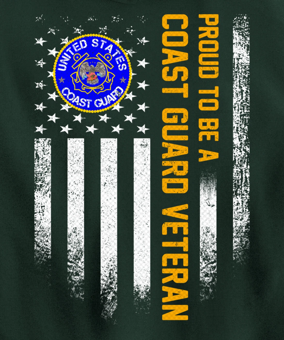 Vintage USA American Flag Proud To Be A Coast Guard Veteran Pullover Hoodie