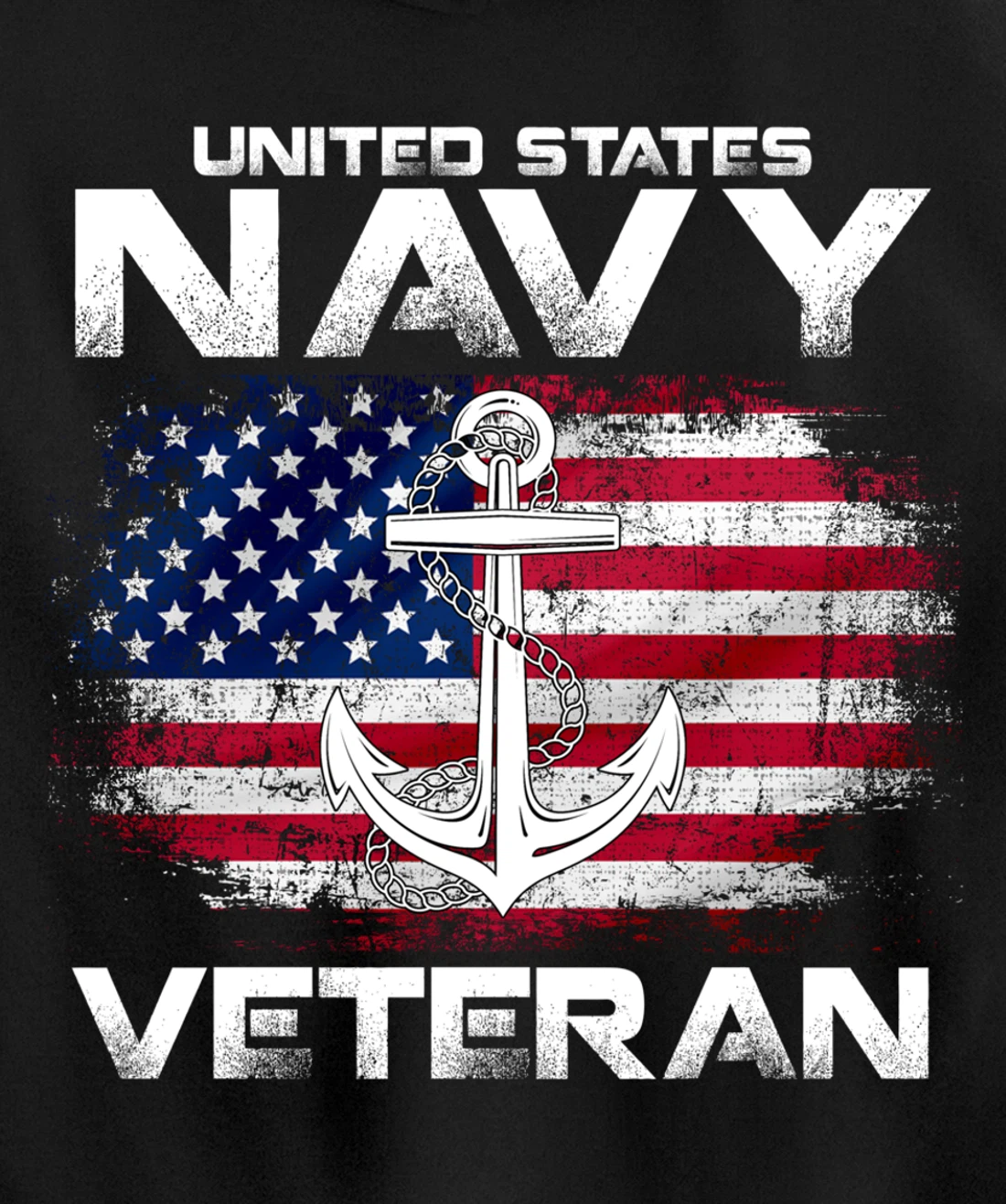 Vintage United States Navy Veteran With American Flag Gift Pullover Hoodie