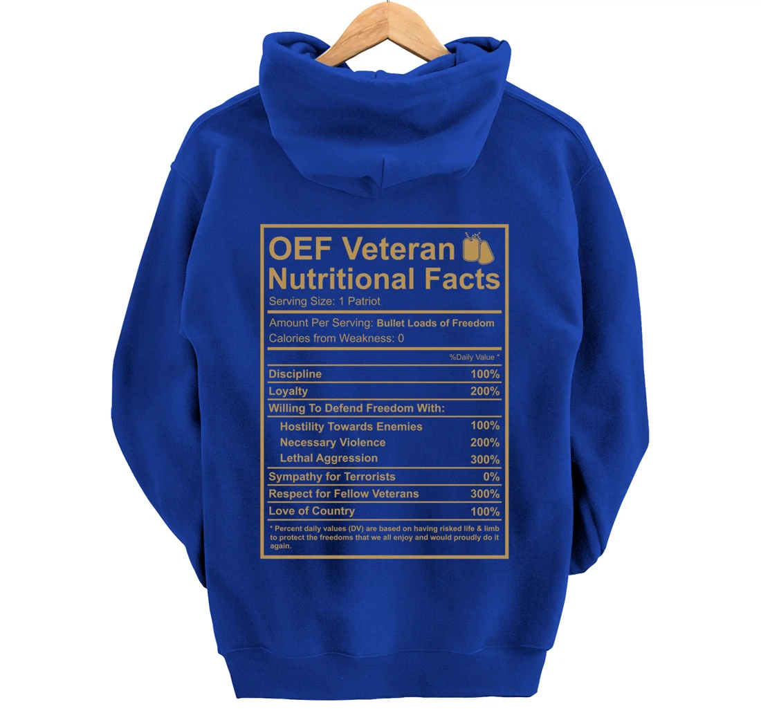 OEF OIF Veteran Nutritional Facts Proud Iraq War Army Vet Pullover Hoodie