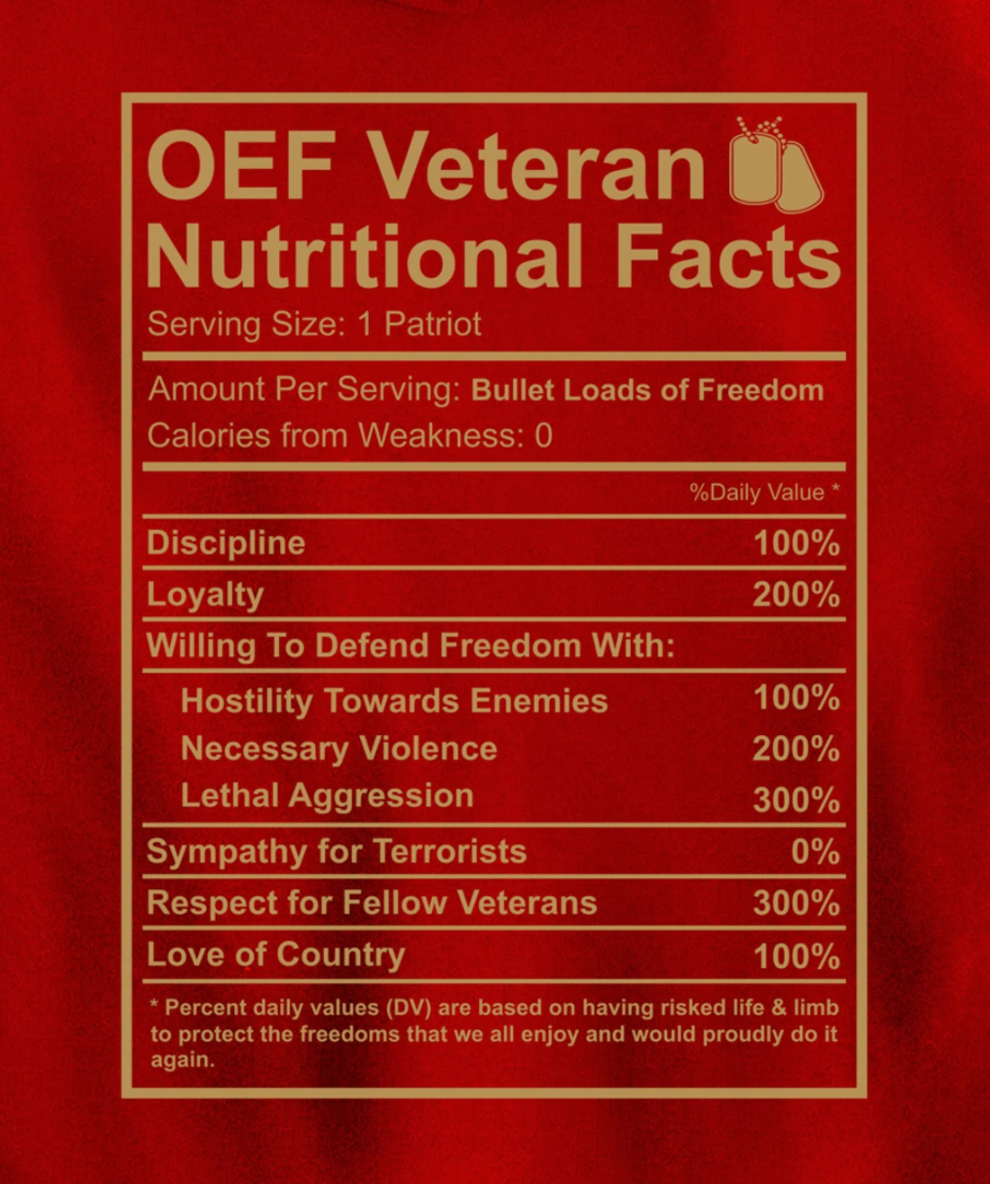 OEF OIF Veteran Nutritional Facts Proud Iraq War Army Vet Pullover Hoodie