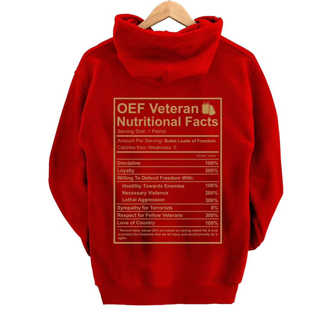 OEF OIF Veteran Nutritional Facts Proud Iraq War Army Vet Pullover Hoodie