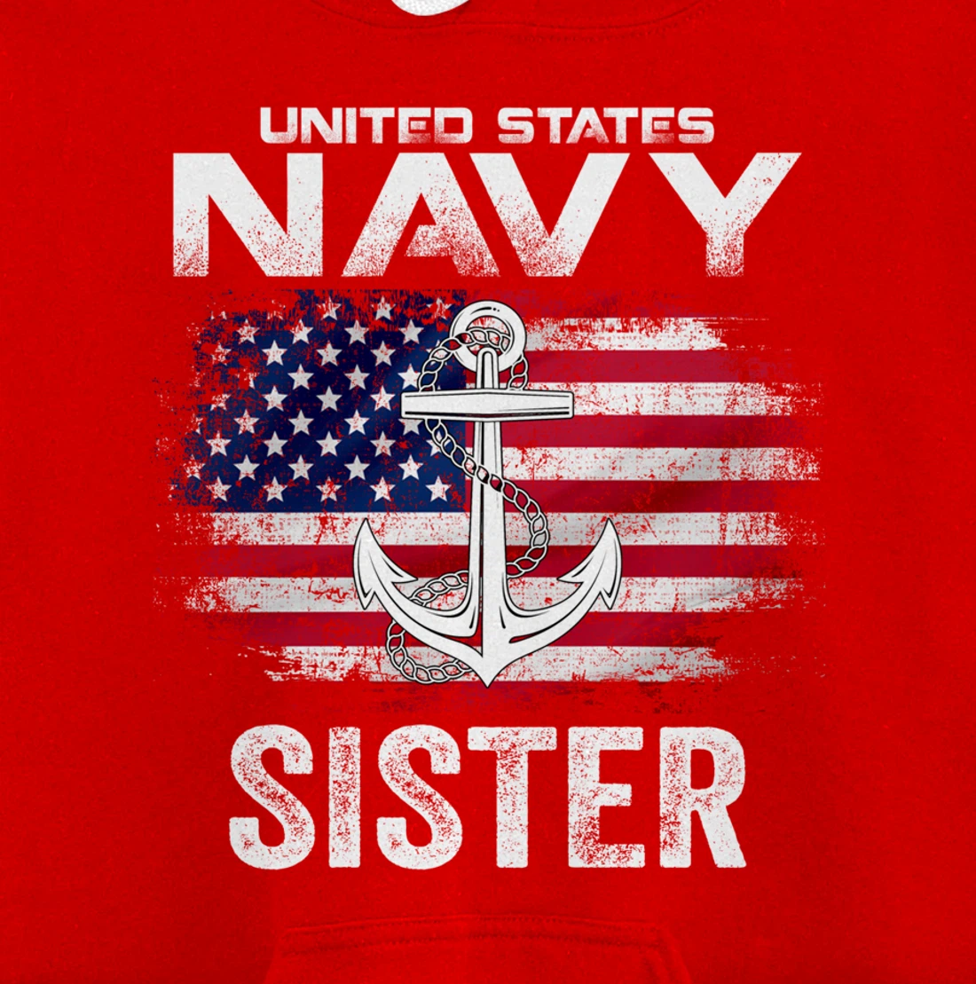 United States Navy Sister With American Flag Gift Veteran Pullover Hoodie