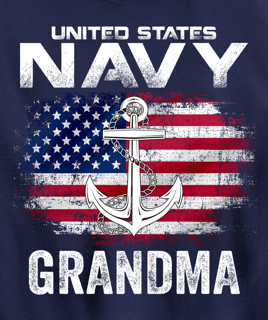 United States Navy Grandma With American Flag Gift Veteran Pullover Hoodie