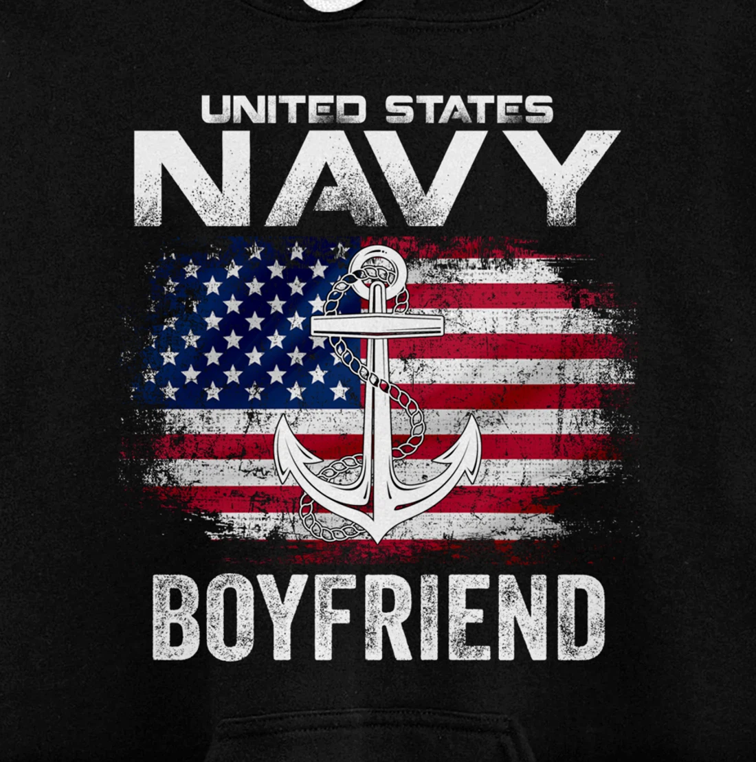 United States Navy Boyfriend With American Flag Gift Veteran Pullover Hoodie