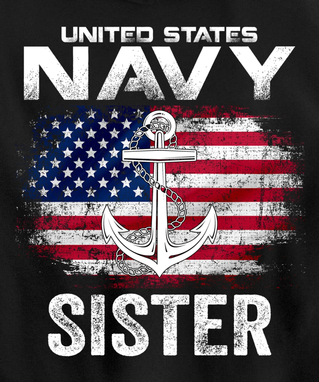 United States Navy Sister With American Flag Gift Veteran Pullover Hoodie