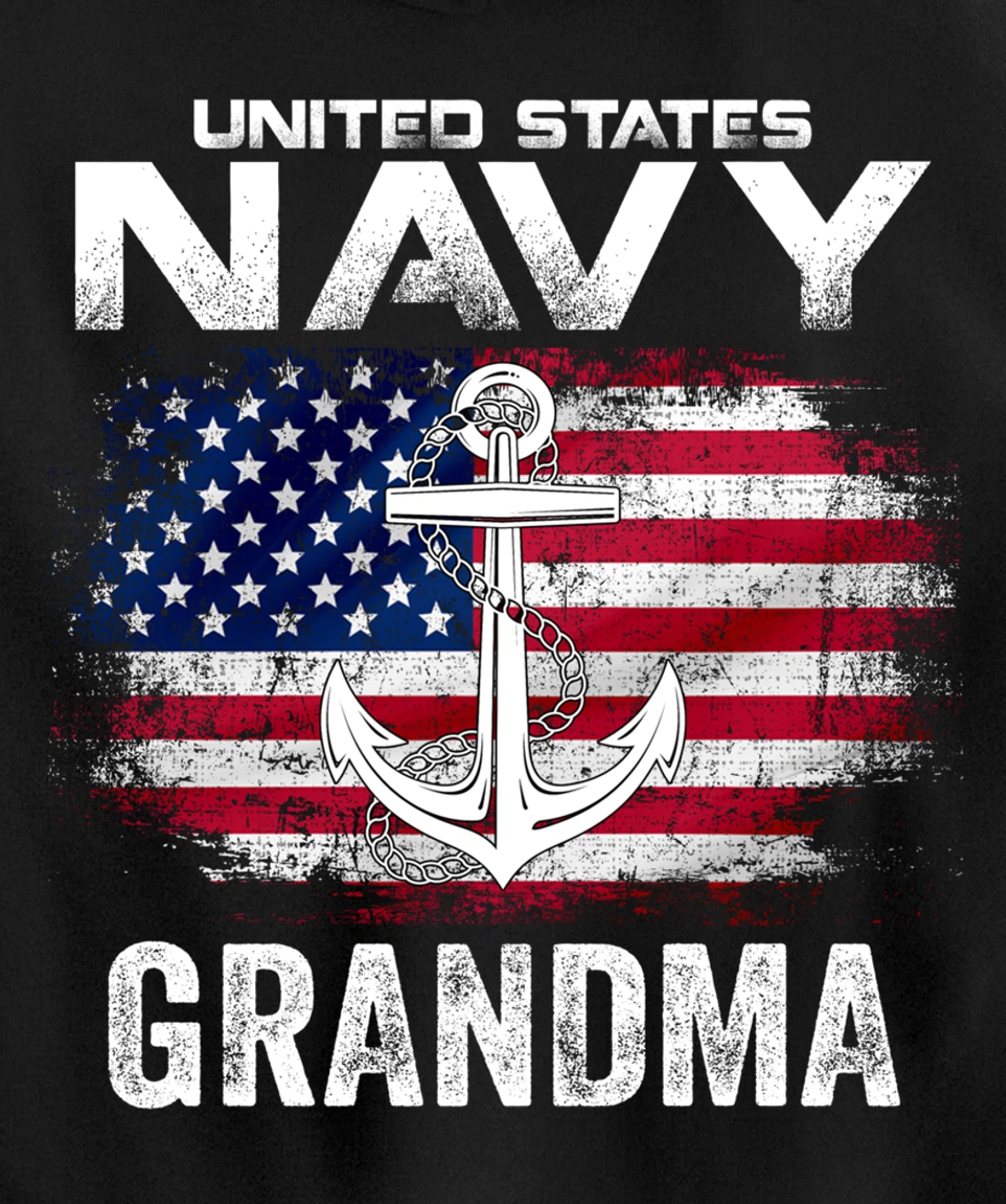 United States Navy Grandma With American Flag Gift Veteran Pullover Hoodie