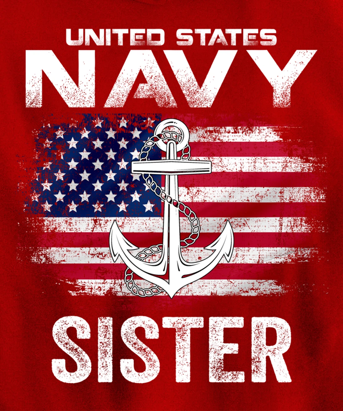 United States Navy Sister With American Flag Gift Veteran Pullover Hoodie