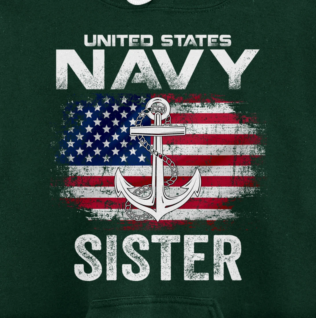 United States Navy Sister With American Flag Gift Veteran Pullover Hoodie