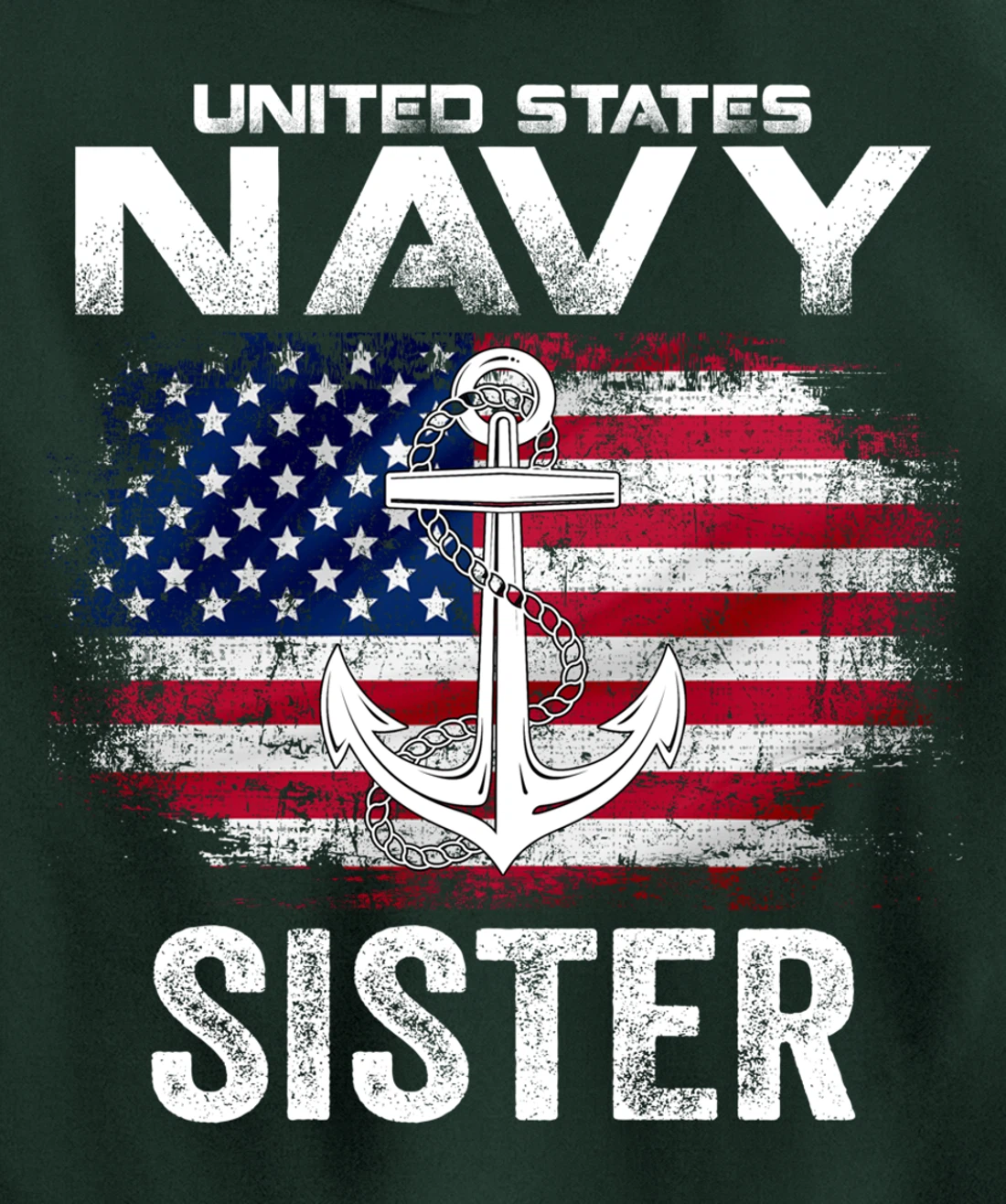 United States Navy Sister With American Flag Gift Veteran Pullover Hoodie