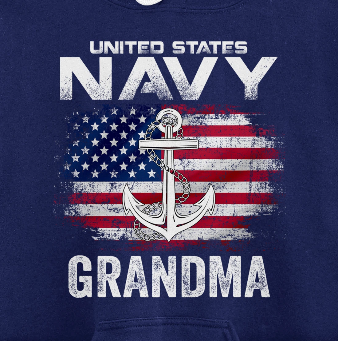United States Navy Grandma With American Flag Gift Veteran Pullover Hoodie