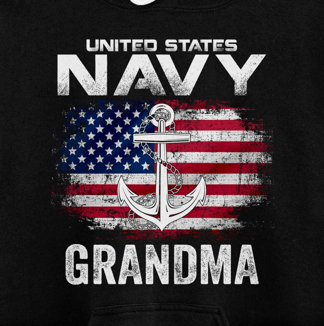 United States Navy Grandma With American Flag Gift Veteran Pullover Hoodie