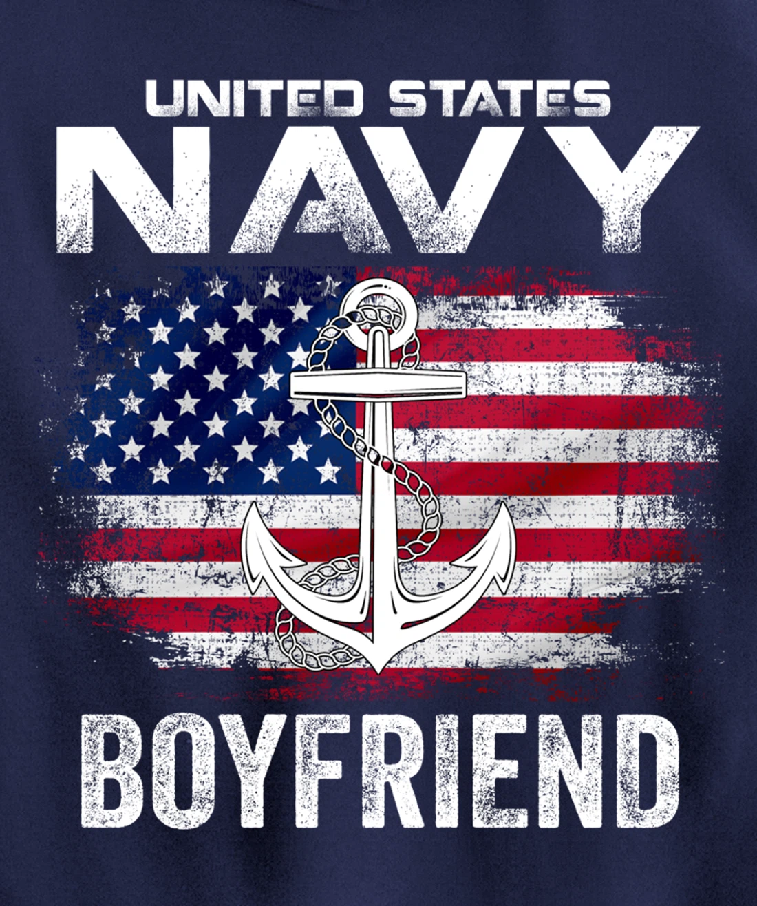 United States Navy Boyfriend With American Flag Gift Veteran Pullover Hoodie