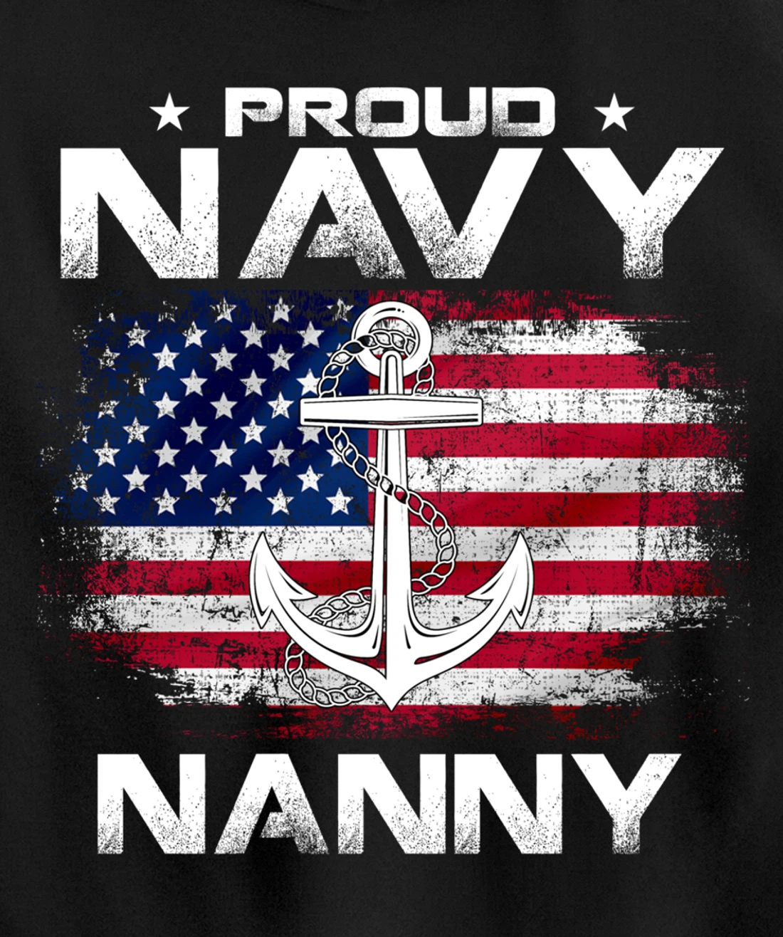 Vintage Proud Navy Nanny With American Flag Gift Veteran Pullover Hoodie