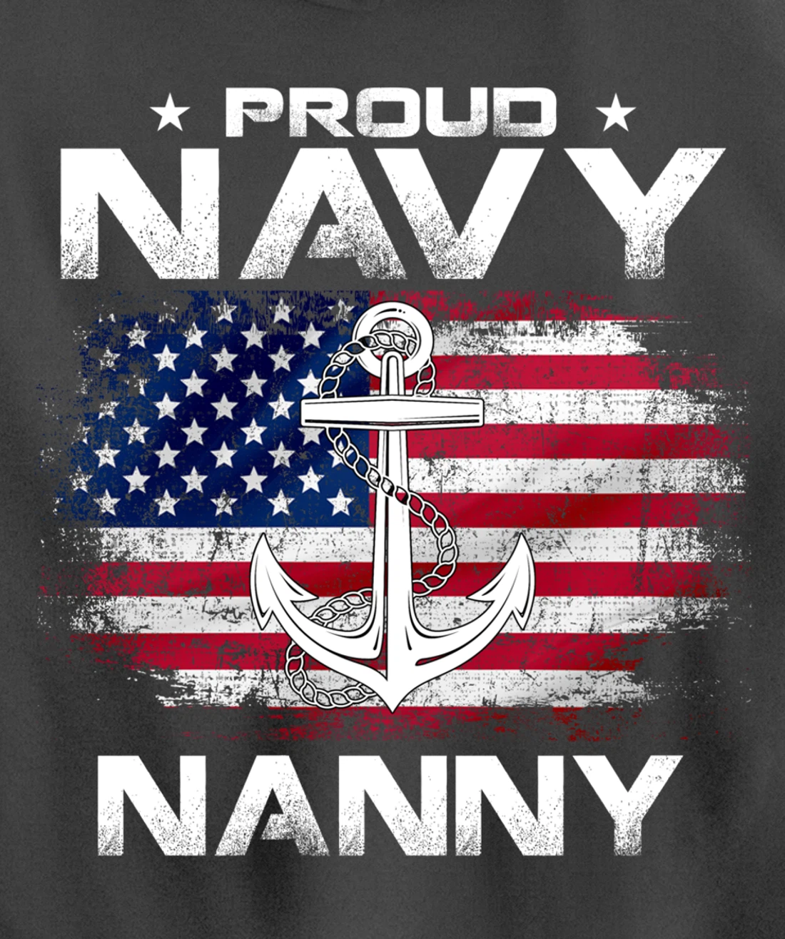 Vintage Proud Navy Nanny With American Flag Gift Veteran Pullover Hoodie