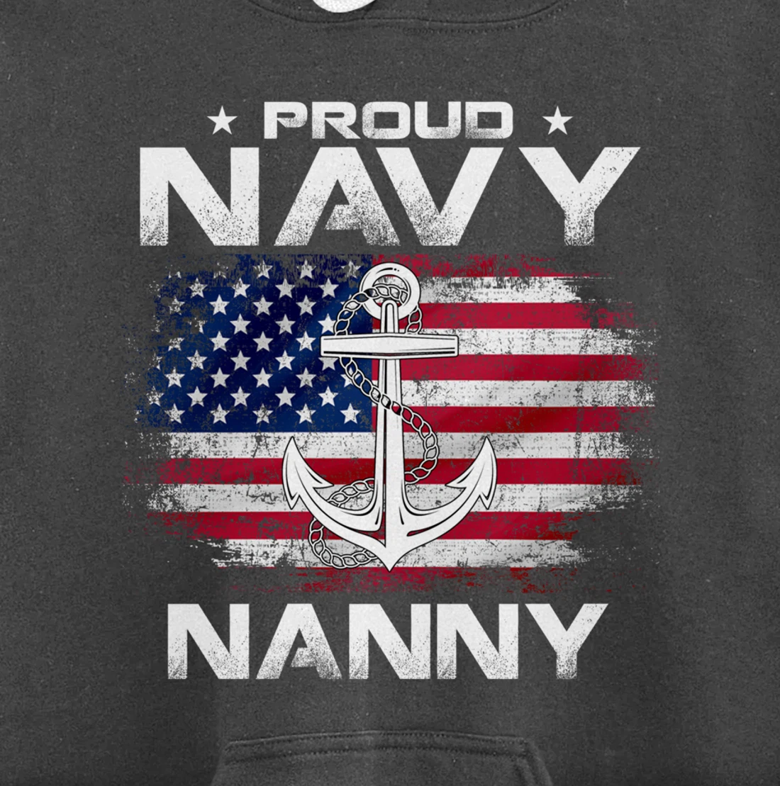 Vintage Proud Navy Nanny With American Flag Gift Veteran Pullover Hoodie