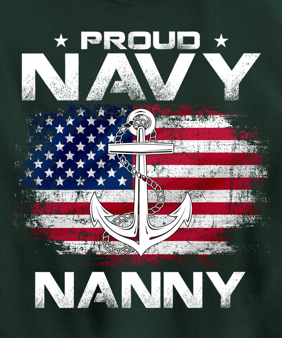 Vintage Proud Navy Nanny With American Flag Gift Veteran Pullover Hoodie