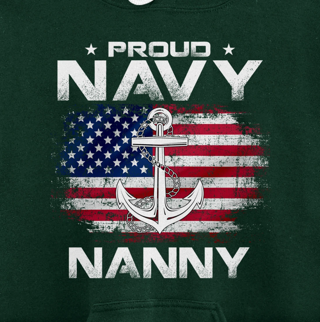 Vintage Proud Navy Nanny With American Flag Gift Veteran Pullover Hoodie