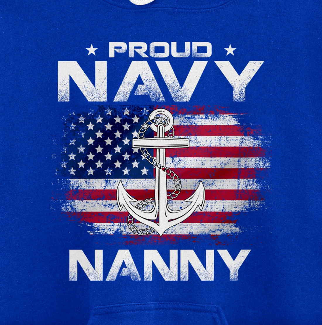 Vintage Proud Navy Nanny With American Flag Gift Veteran Pullover Hoodie