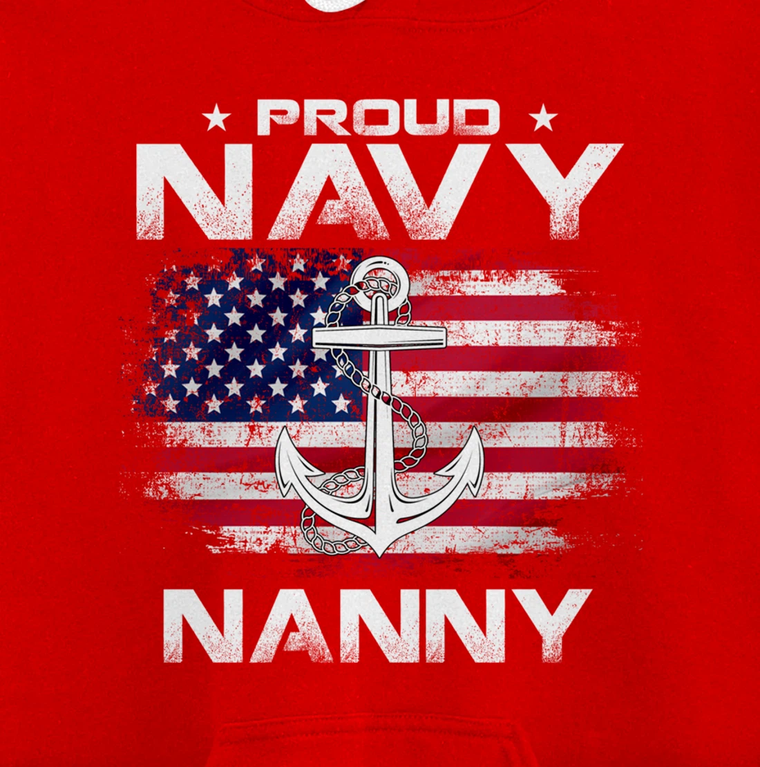 Vintage Proud Navy Nanny With American Flag Gift Veteran Pullover Hoodie