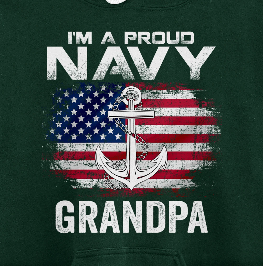 I'm A Proud Navy Grandpa With American Flag Gift Veteran Pullover Hoodie