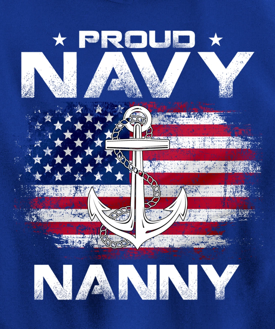 Vintage Proud Navy Nanny With American Flag Gift Veteran Pullover Hoodie