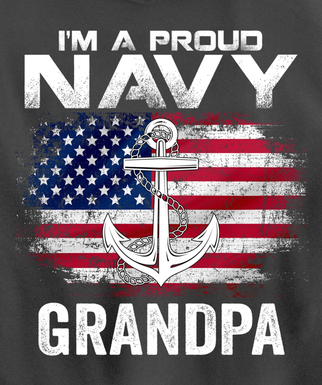 I'm A Proud Navy Grandpa With American Flag Gift Veteran Pullover Hoodie