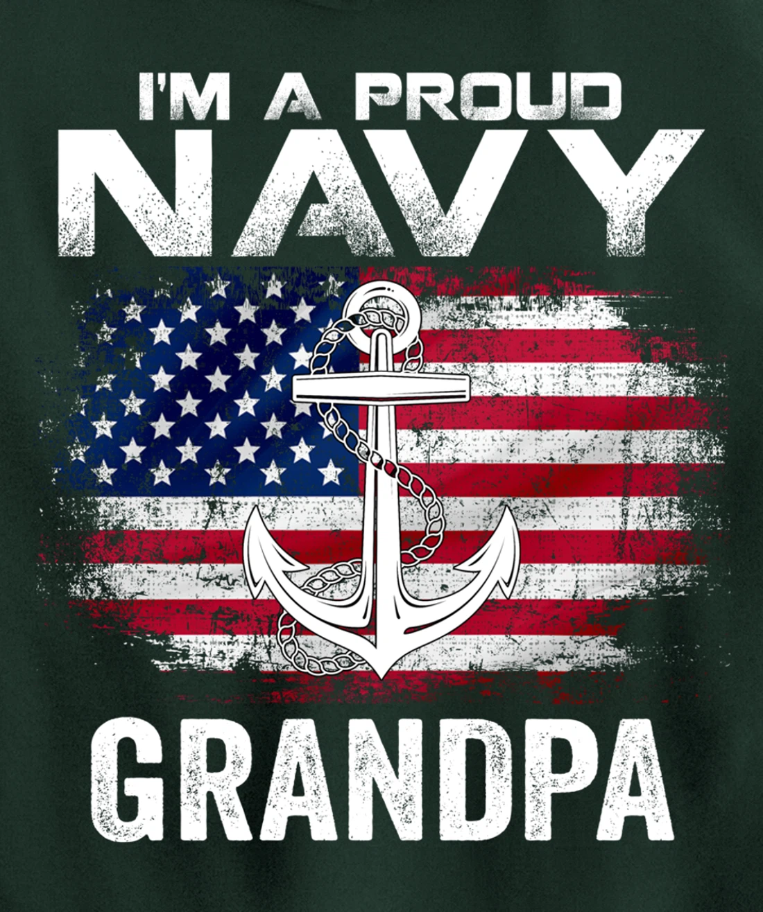 I'm A Proud Navy Grandpa With American Flag Gift Veteran Pullover Hoodie