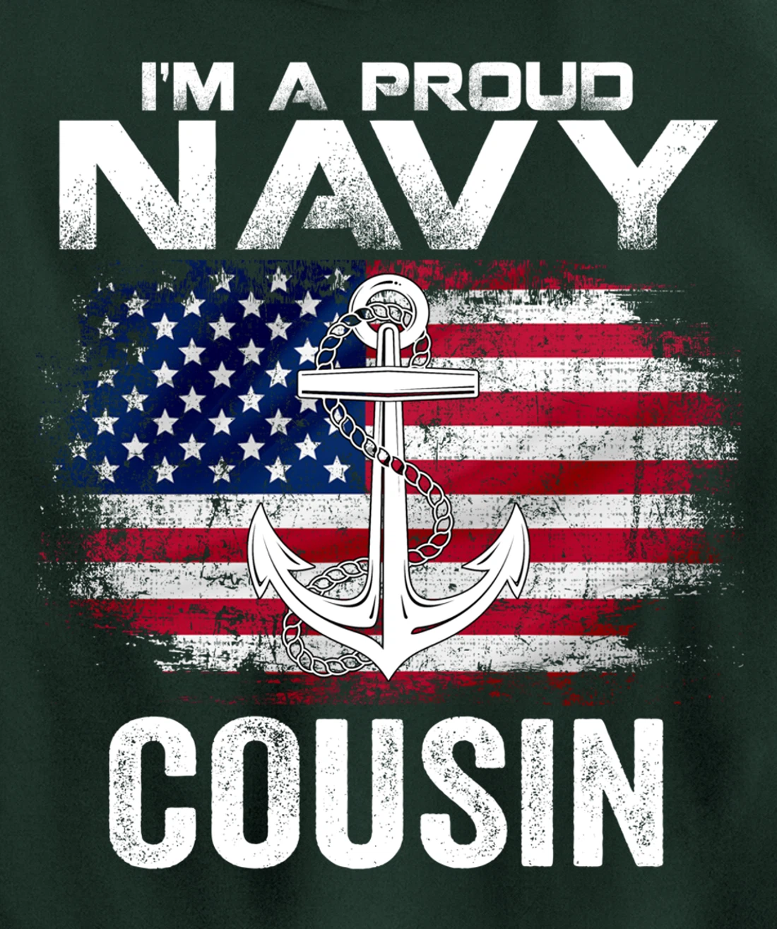 I'm A Proud Navy Cousin With American Flag Gift Veteran Pullover Hoodie