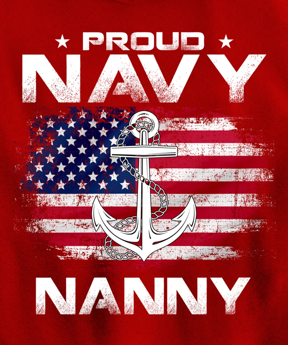 Vintage Proud Navy Nanny With American Flag Gift Veteran Pullover Hoodie