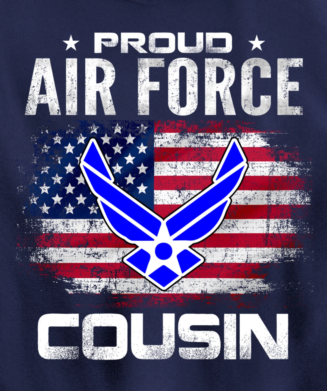 Proud Air Force Cousin With American Flag Gift Veteran Pullover Hoodie