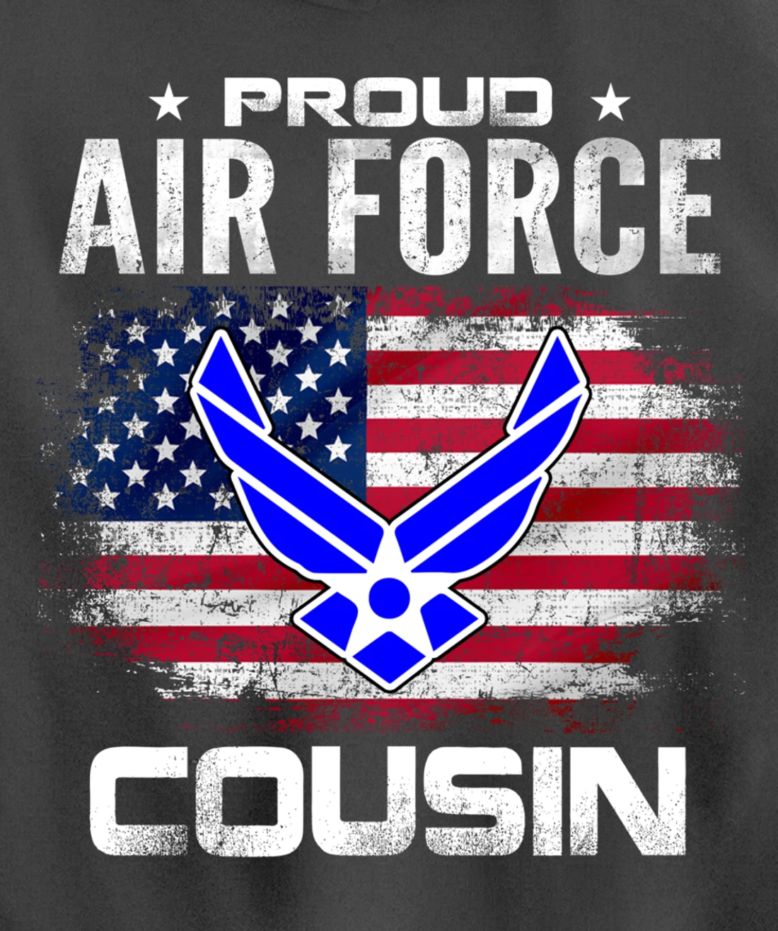 Proud Air Force Cousin With American Flag Gift Veteran Pullover Hoodie