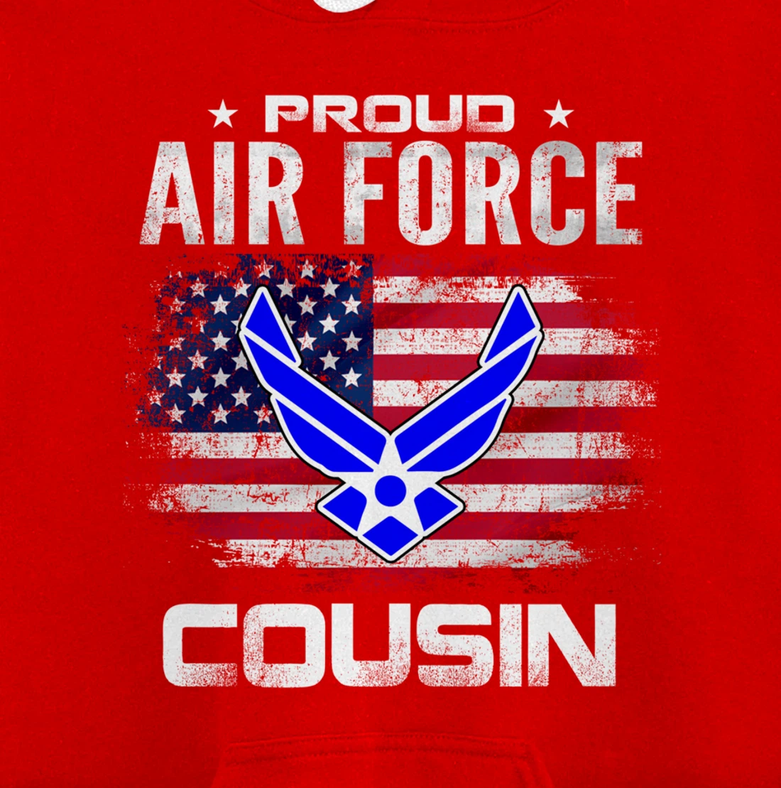 Proud Air Force Cousin With American Flag Gift Veteran Pullover Hoodie