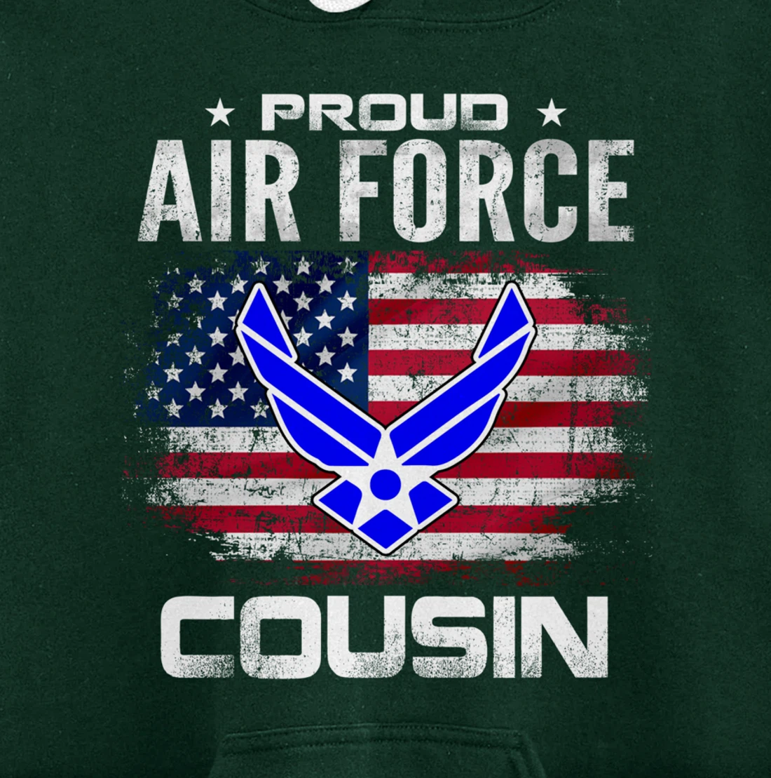 Proud Air Force Cousin With American Flag Gift Veteran Pullover Hoodie
