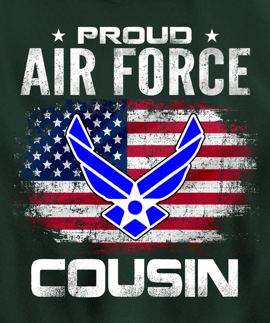 Proud Air Force Cousin With American Flag Gift Veteran Pullover Hoodie