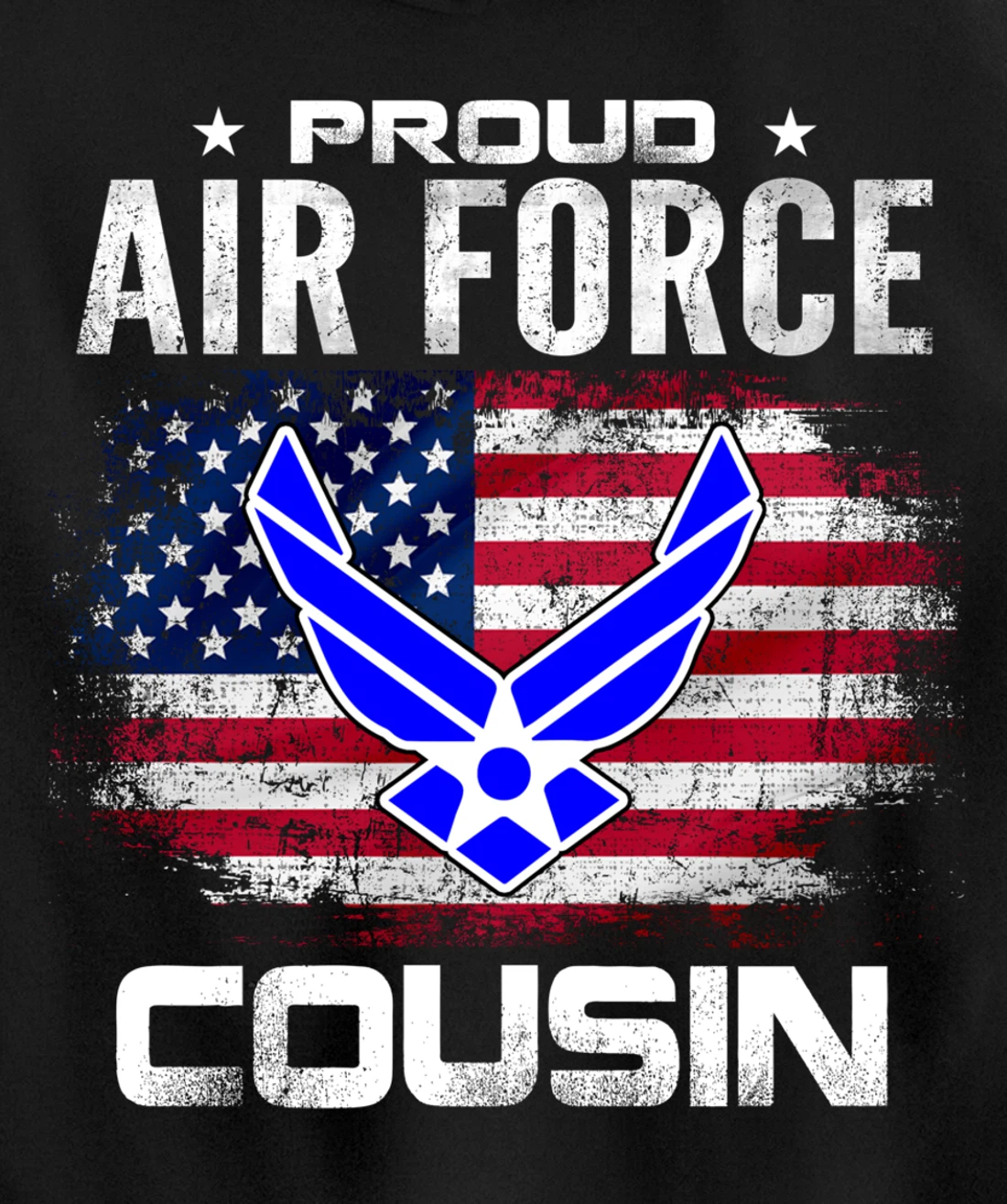 Proud Air Force Cousin With American Flag Gift Veteran Pullover Hoodie