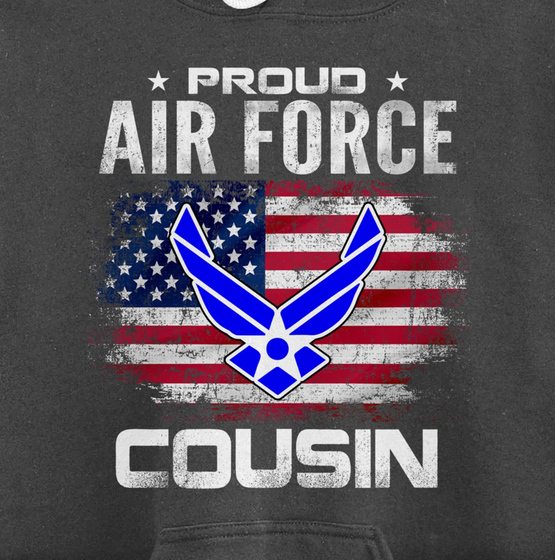Proud Air Force Cousin With American Flag Gift Veteran Pullover Hoodie