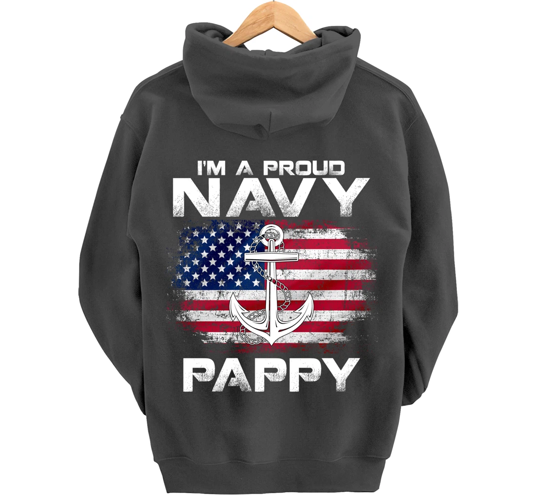 I'm A Proud Navy Pappy With American Flag Gift Veteran Pullover Hoodie