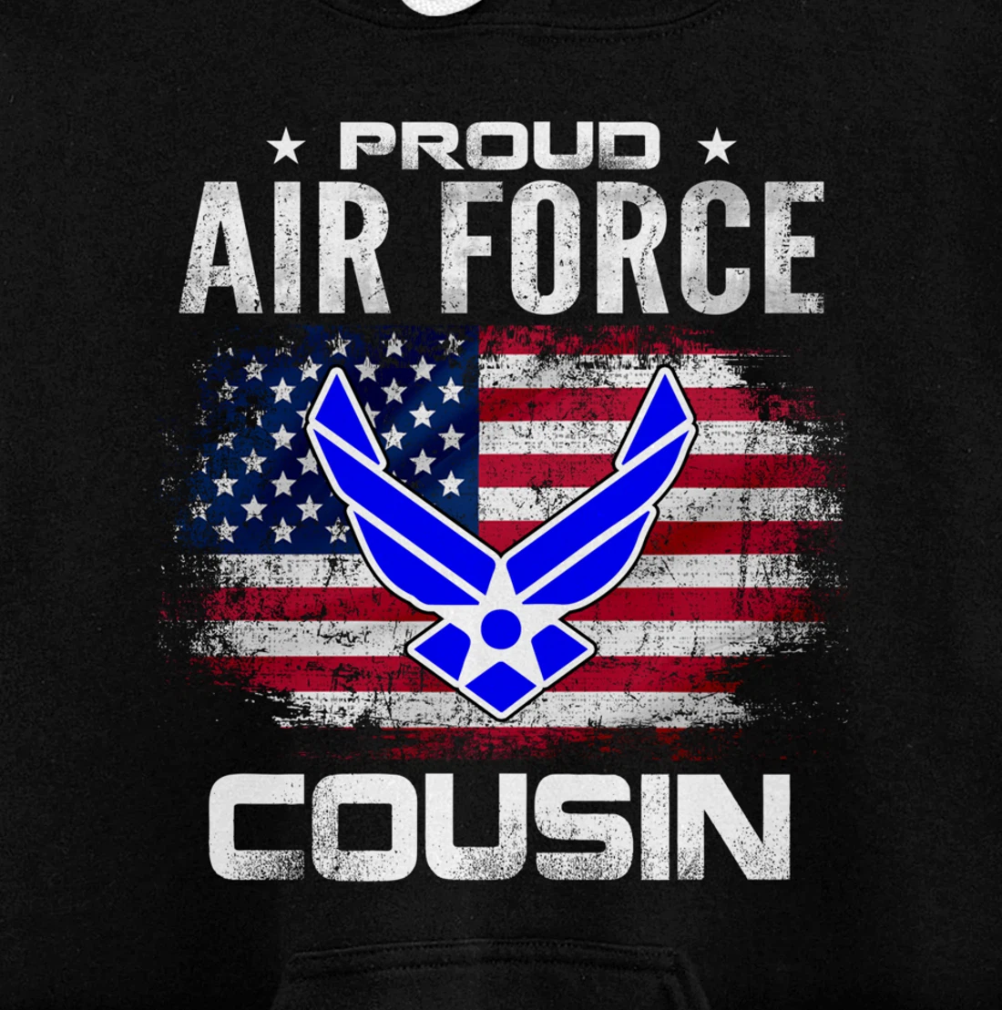 Proud Air Force Cousin With American Flag Gift Veteran Pullover Hoodie