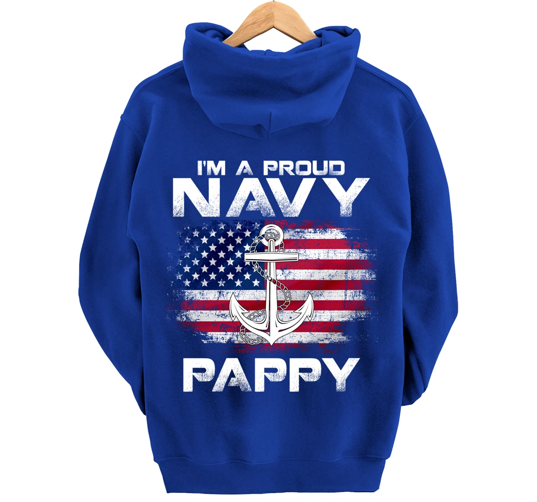 I'm A Proud Navy Pappy With American Flag Gift Veteran Pullover Hoodie