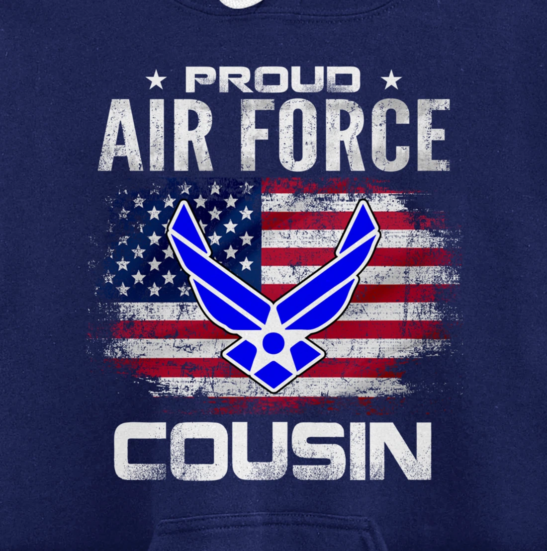 Proud Air Force Cousin With American Flag Gift Veteran Pullover Hoodie