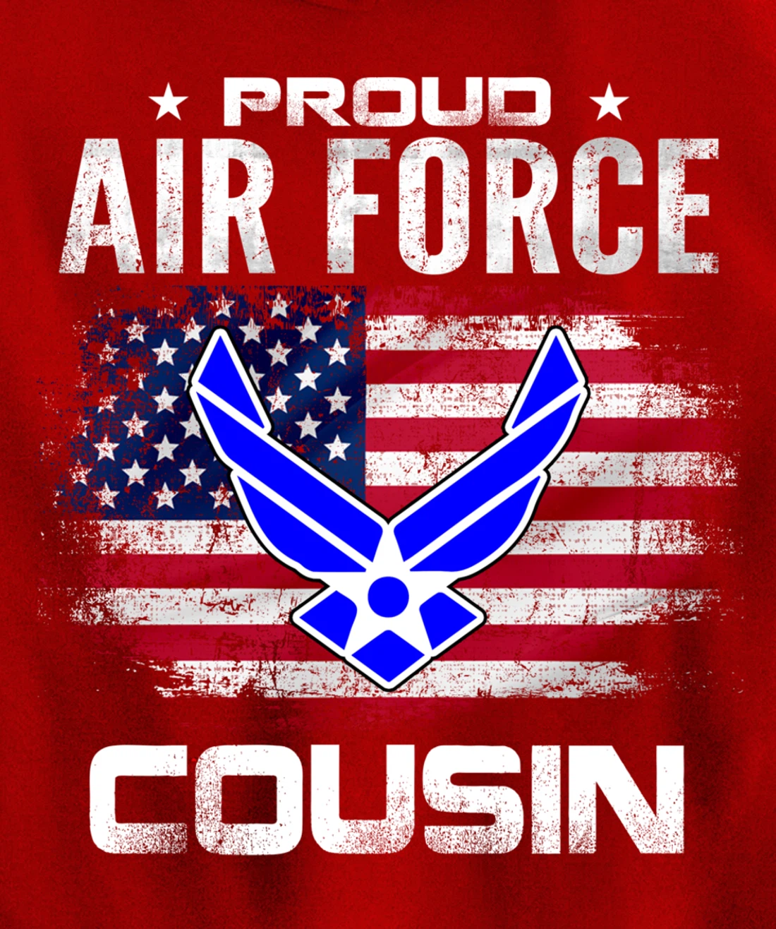Proud Air Force Cousin With American Flag Gift Veteran Pullover Hoodie