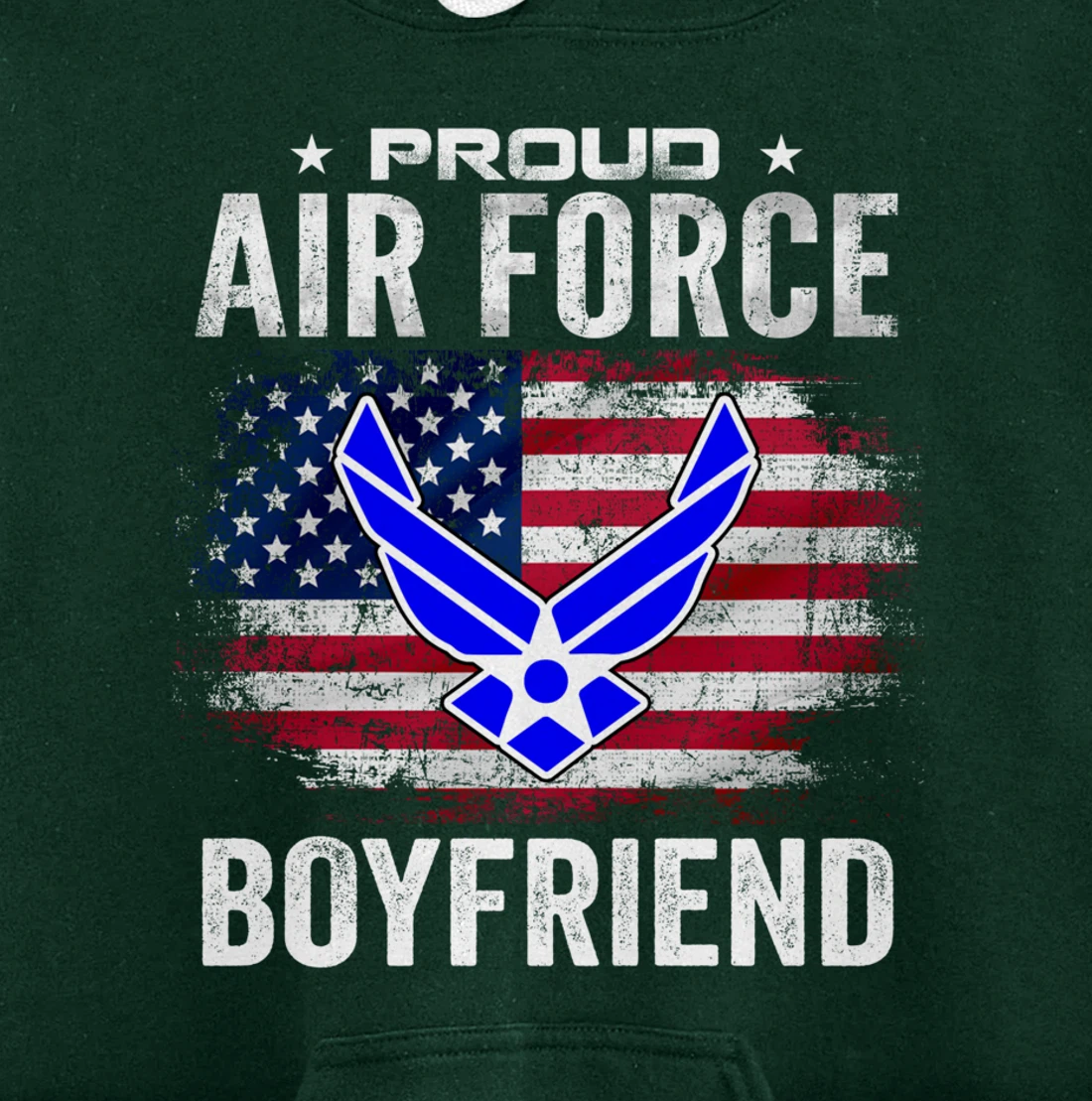 Proud Air Force Boyfriend With American Flag Gift Veteran Pullover Hoodie