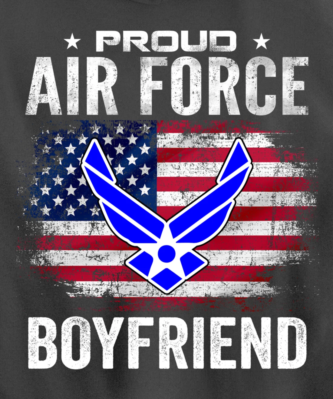 Proud Air Force Boyfriend With American Flag Gift Veteran Pullover Hoodie