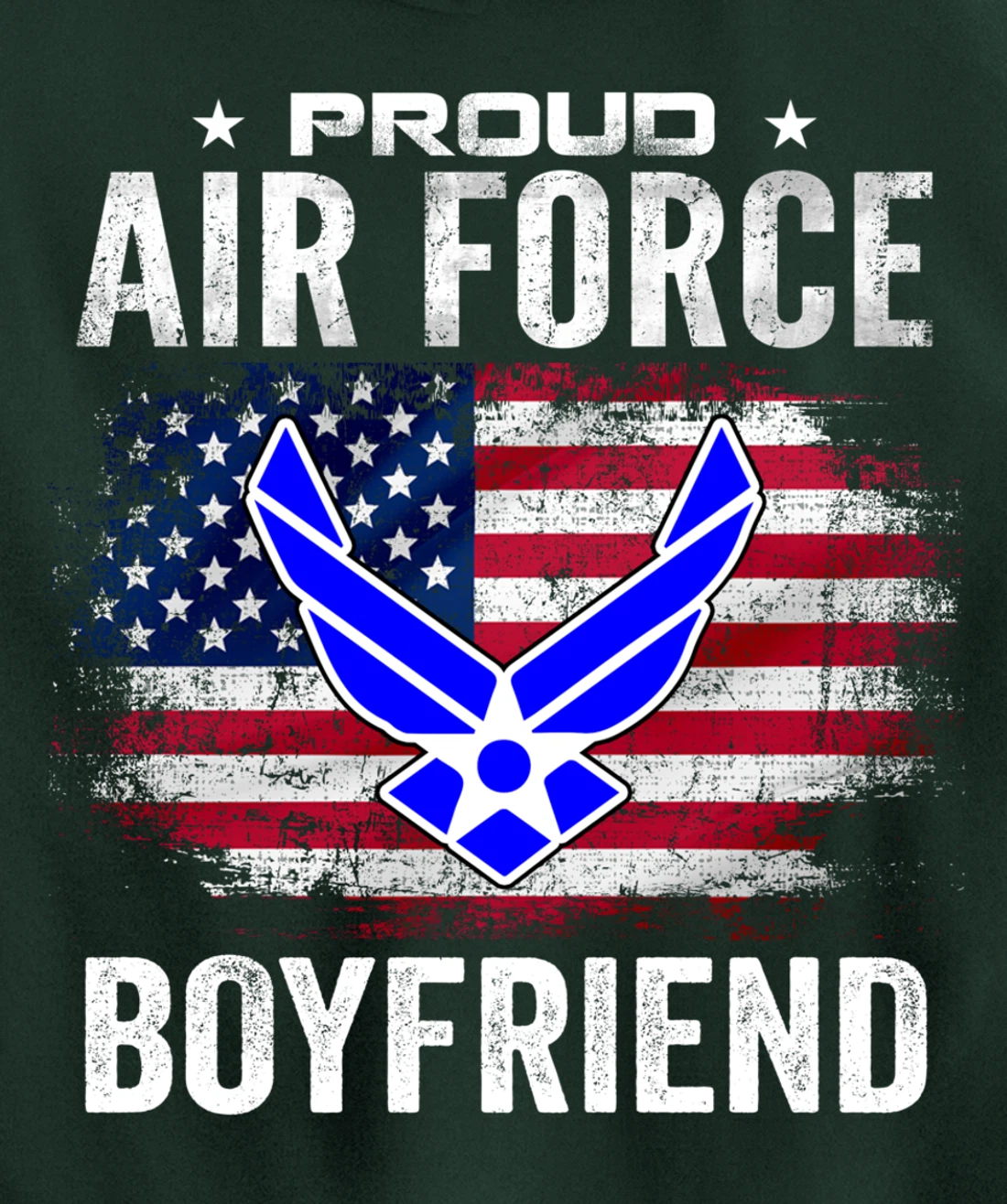 Proud Air Force Boyfriend With American Flag Gift Veteran Pullover Hoodie